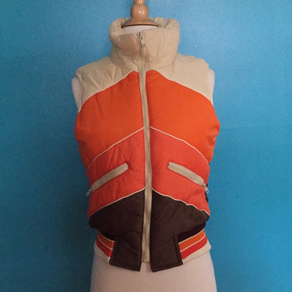 Tan, Orange, and Brown Vest